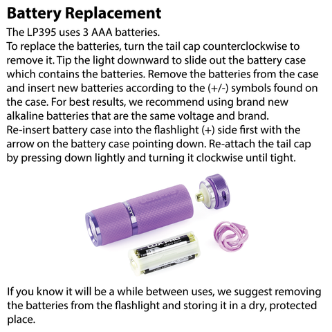 LUXPRO LP395 Flashlight Battery Replacement Instructions