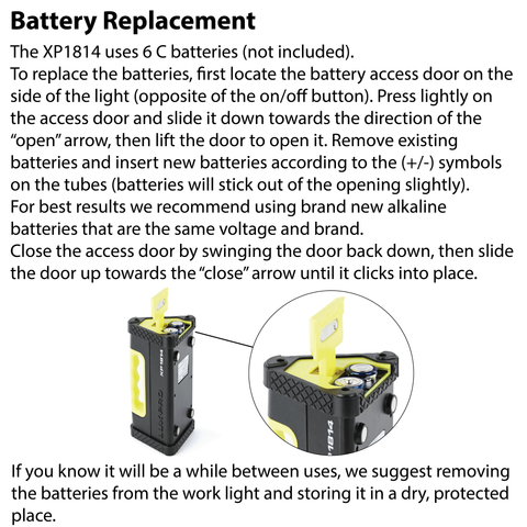 LUXPRO XP1814 Work Light Battery Replacement Instructions