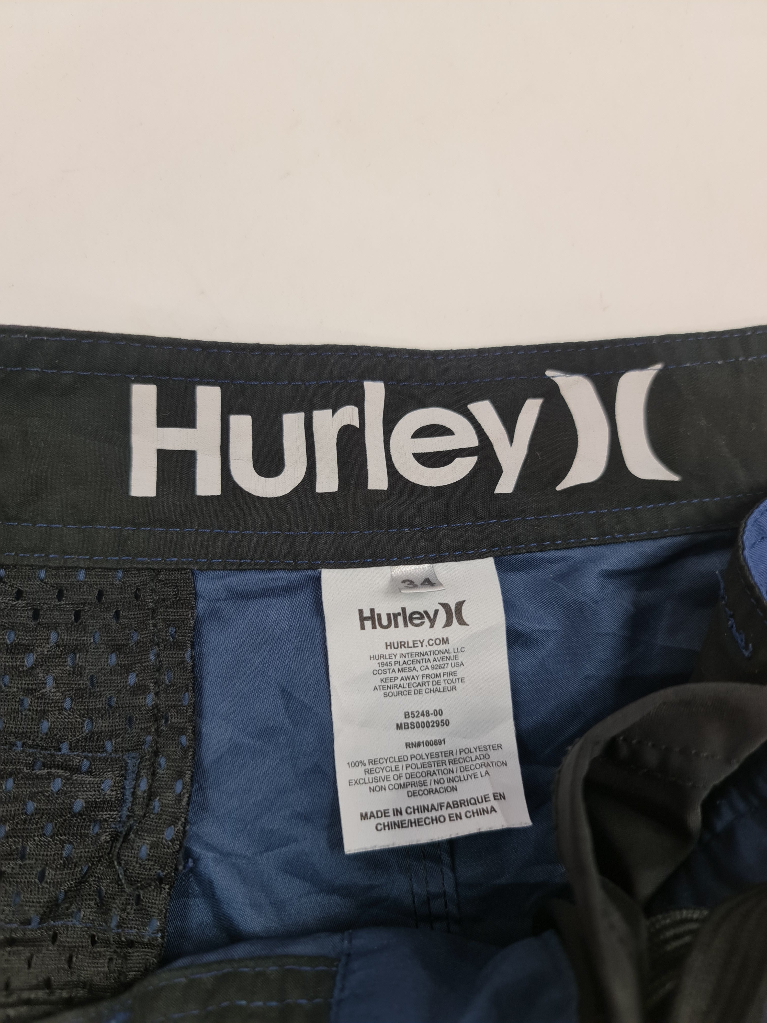 Pantaloneta marca Hurley - (Talla: 34) Azul – Ropa Americana Primera