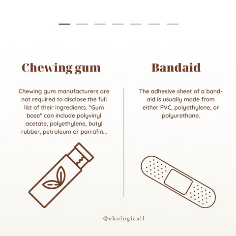 Plastic hidden in chewing gum and bandaid