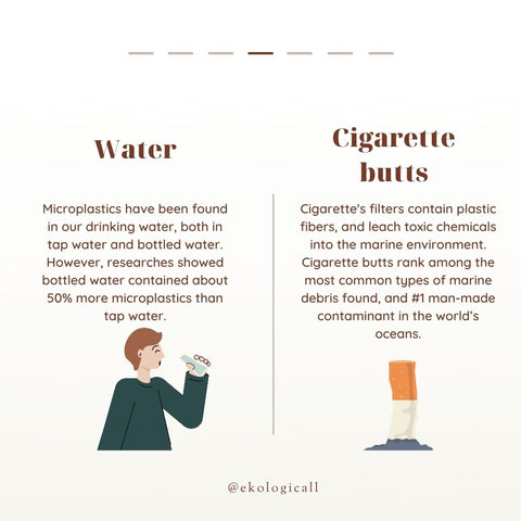 Plastic hidden in water and cigarette butts