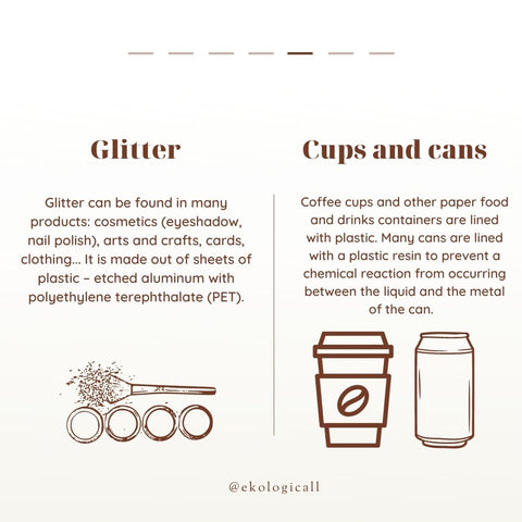 Plastic hidden in glitter, paper cups and food cans