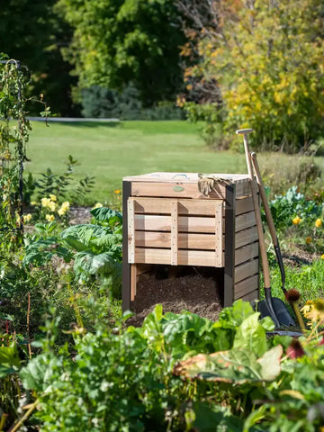 Wood bin for outdoor composting