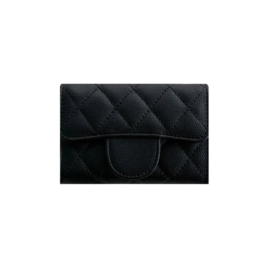 Quilted Caviar Leather Flap Wallet
