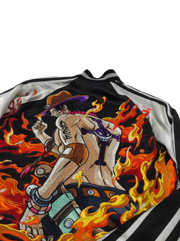 One Piece 火拳のエース ブラック スカジャン 福服堂 Fukufuku Dou