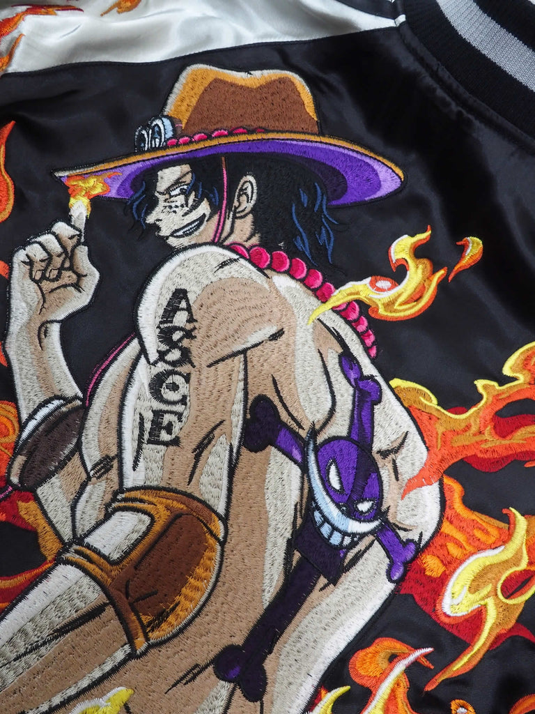 One Piece 火拳のエース ブラック スカジャン 福服堂 Fukufuku Dou