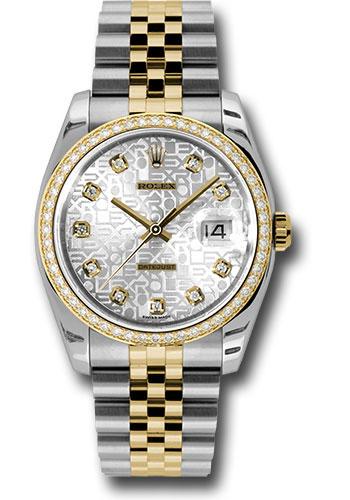 Rolex Datejust 36 Steel Yellow Gold Silver Dial Diamond Bezel Mens Watch  116243