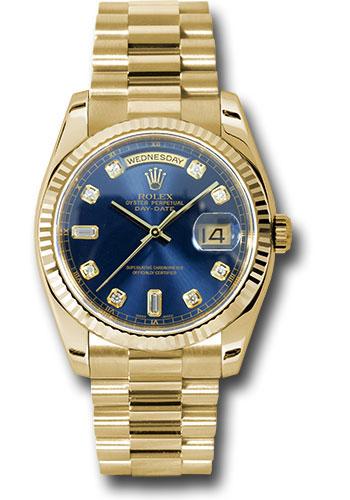 Rolex Datejust President Yellow Gold Smooth Bezel Silver Diamond