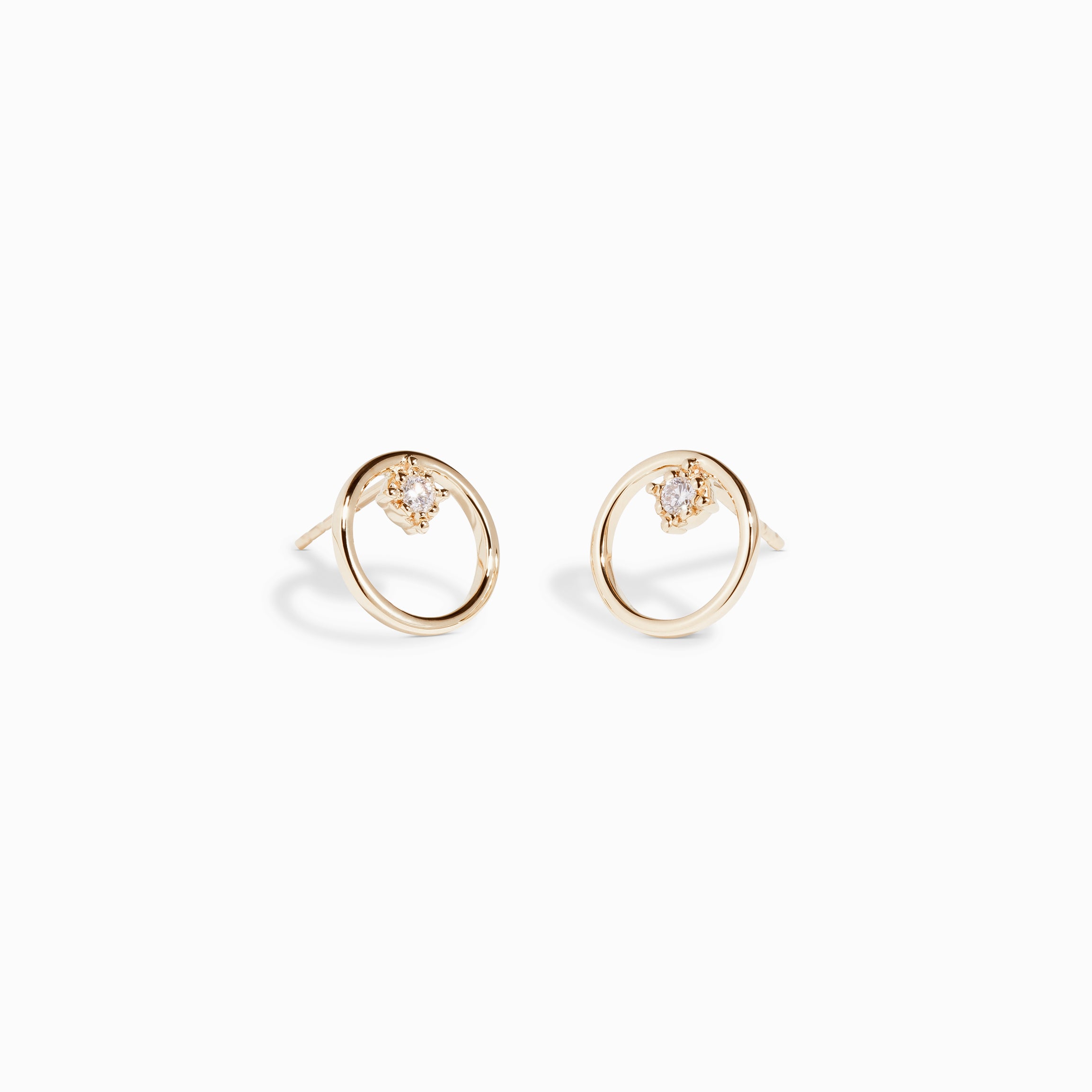 Open Circle Diamond Earrings / 9K and 18K Solid Gold – NYRELLE