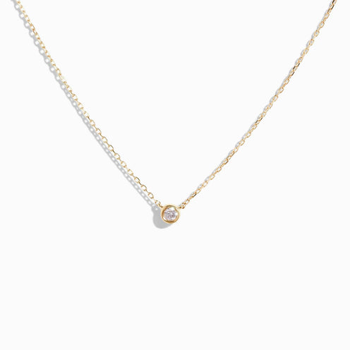 Bezel-Set Diamond Station Necklace / 9K and 18K Solid Gold – NYRELLE