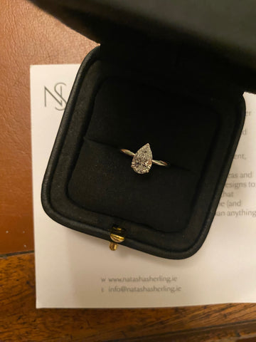 Natasha Sherling pear shape diamond ring