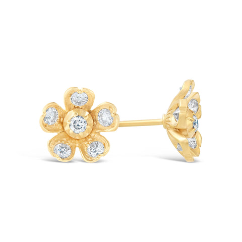 Natasha Sherling gold and diamond flower stud earrings