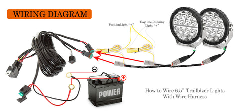 how to wire 6.5inch Trailblazer light with the wire harness