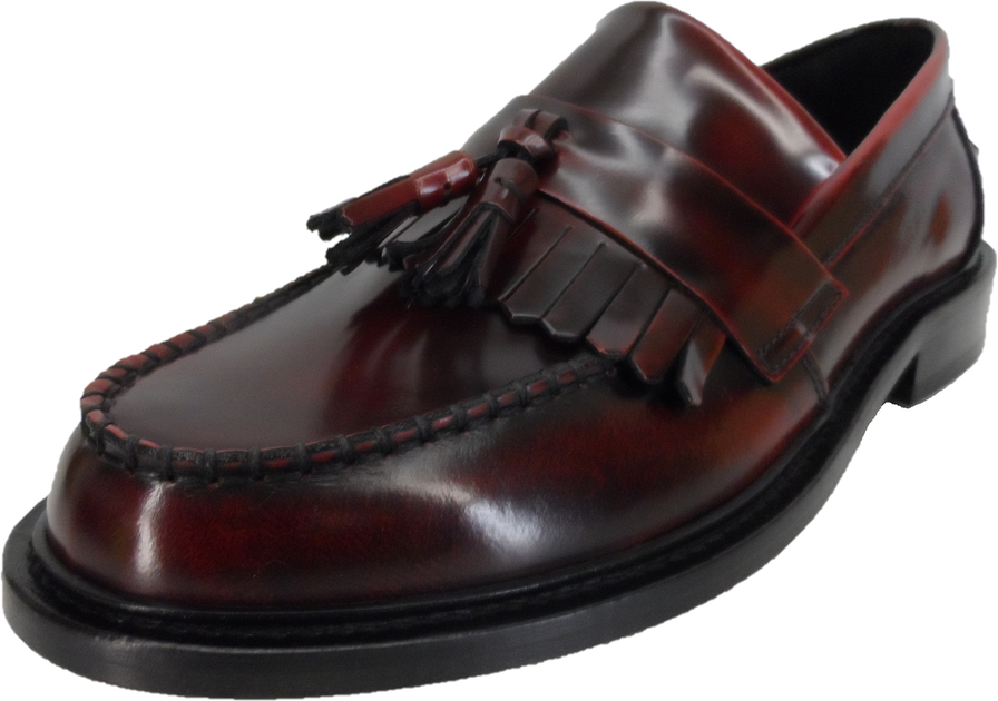 Selecta Mens Leather Tassel Loafers in Oxblood Rub Off | Ikon Original