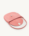 Inside view of the Small Tondo Hobo Handbag in Camellia Suede 