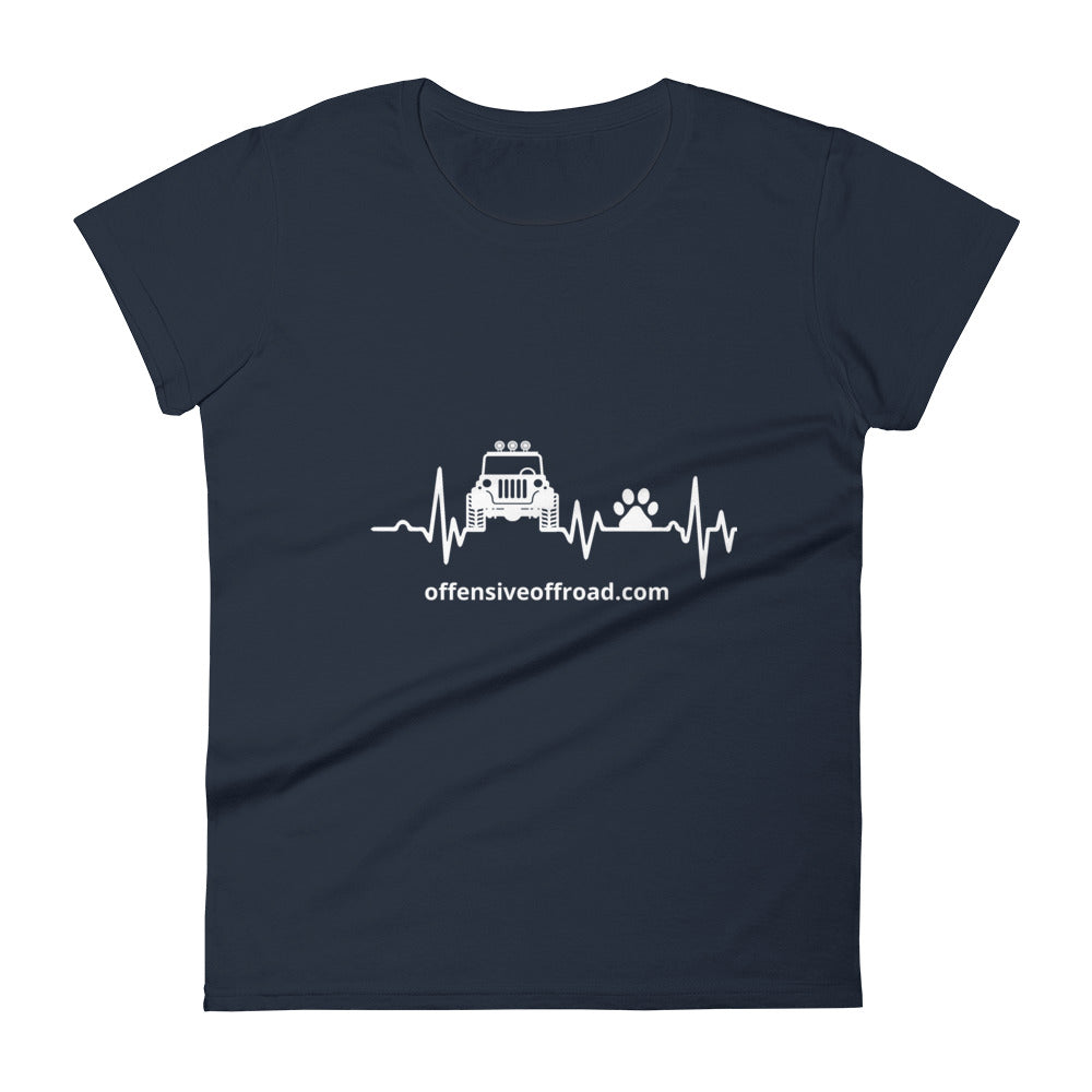 moniquetoohey Jeep, Dog & Heartbeat women's short sleeve t-shirt