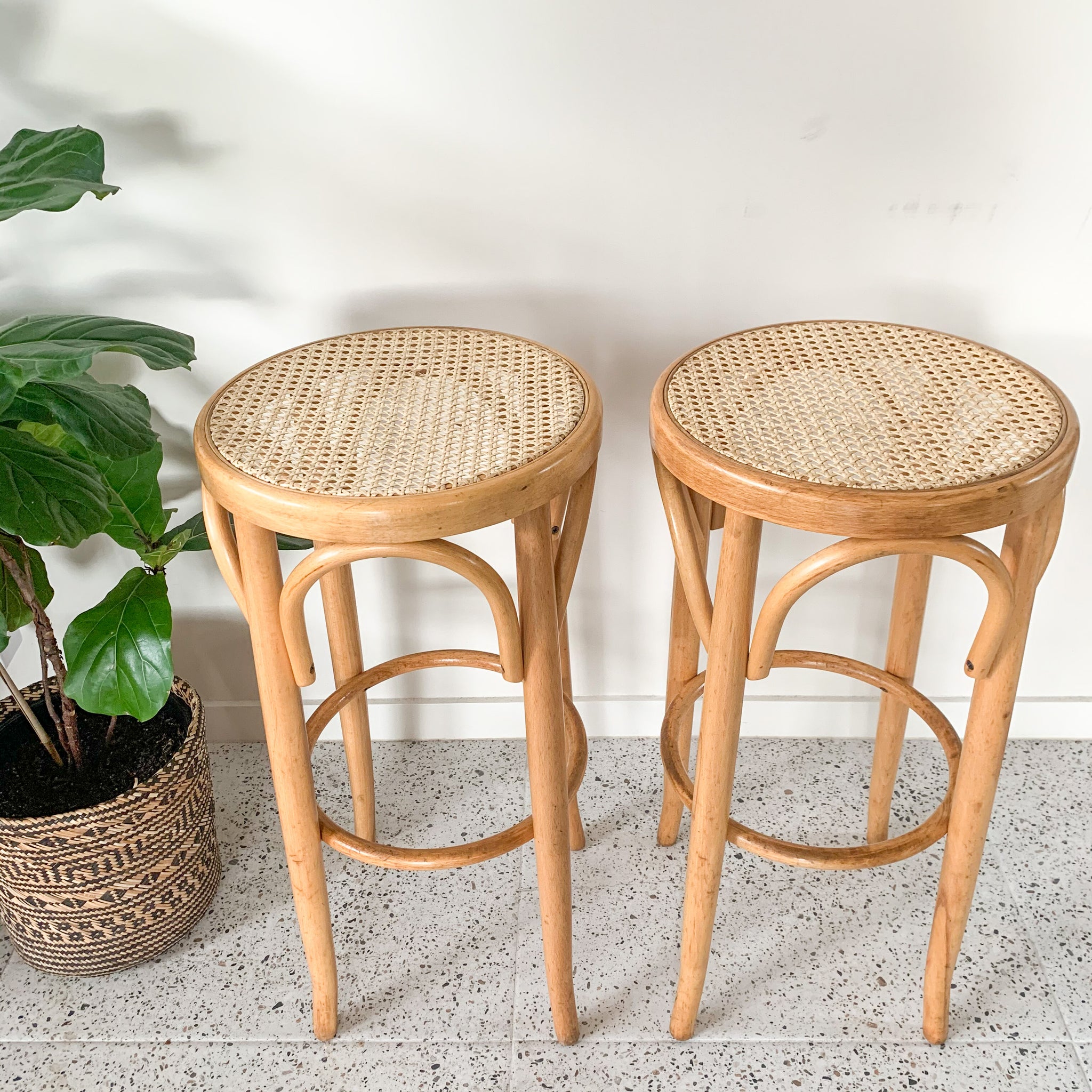 bentwood rattan stool