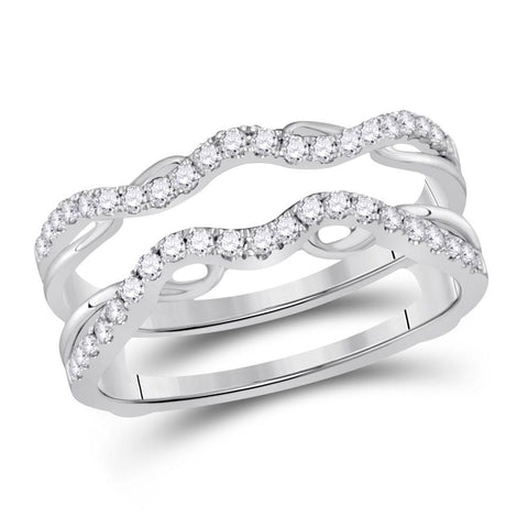 14kt White Gold Womens Round Diamond Ring Guard Wrap Enhancer