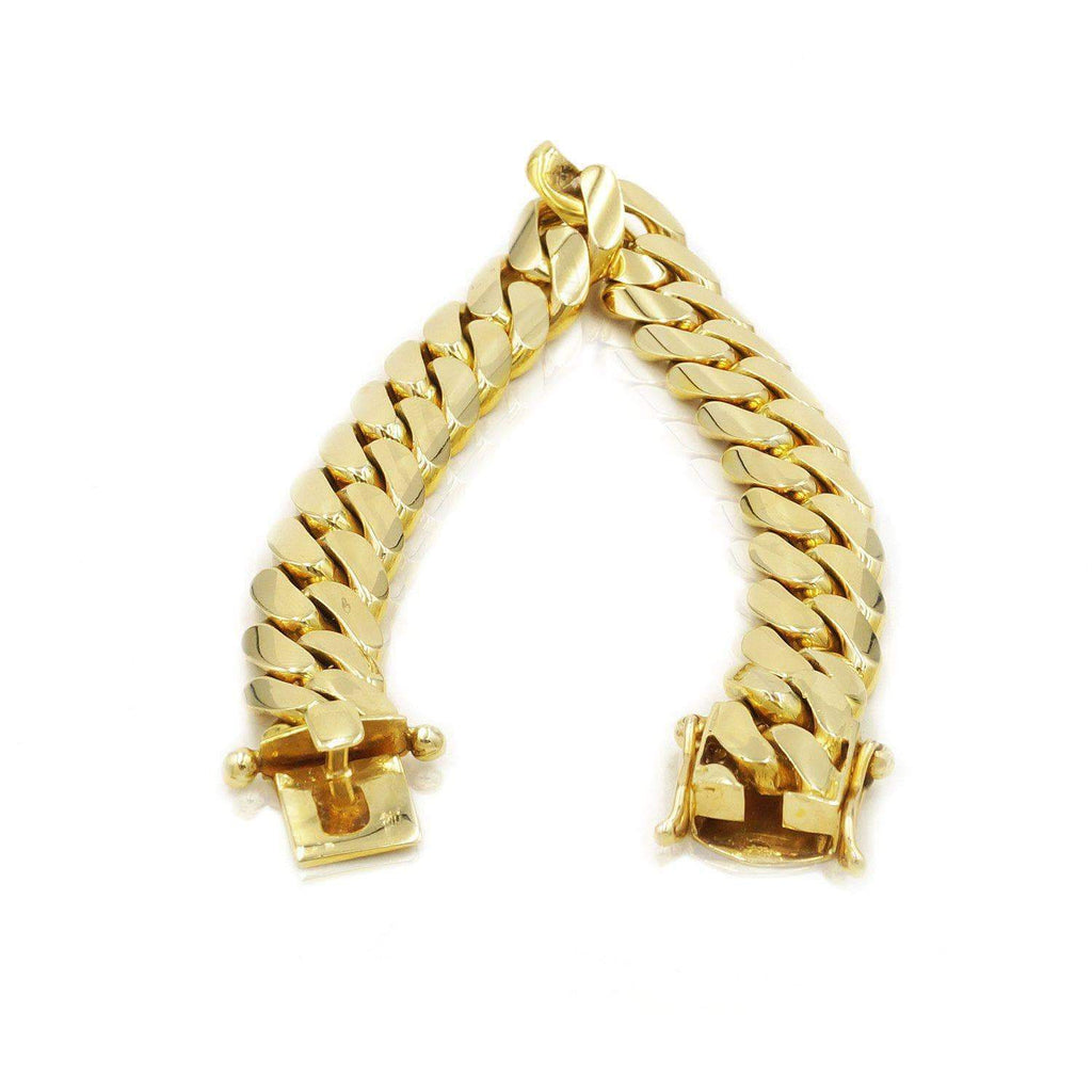 13mm Solid Cuban Link Bracelet in 10K Yellow Gold - Las Villas Jewelry ...