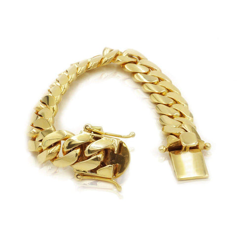 10mm Solid Cuban Link Bracelet in 14K Yellow Gold - Las Villas