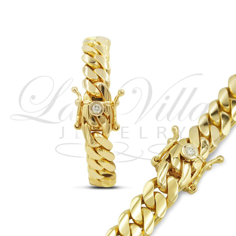 14mm Solid Cuban Link Bracelet in 10K Yellow Gold - Las Villas