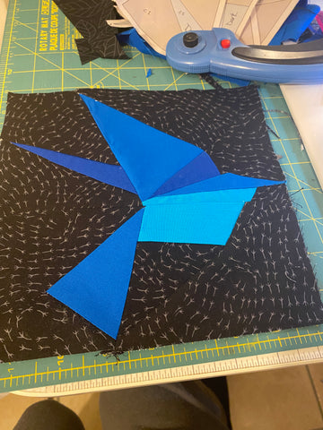 foundation paper pieced blue bird for a quilt block