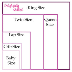 Delightfully Quilted Size Comparisons for Baby, Crib, Lap, Twin, Queen, and King Sizes