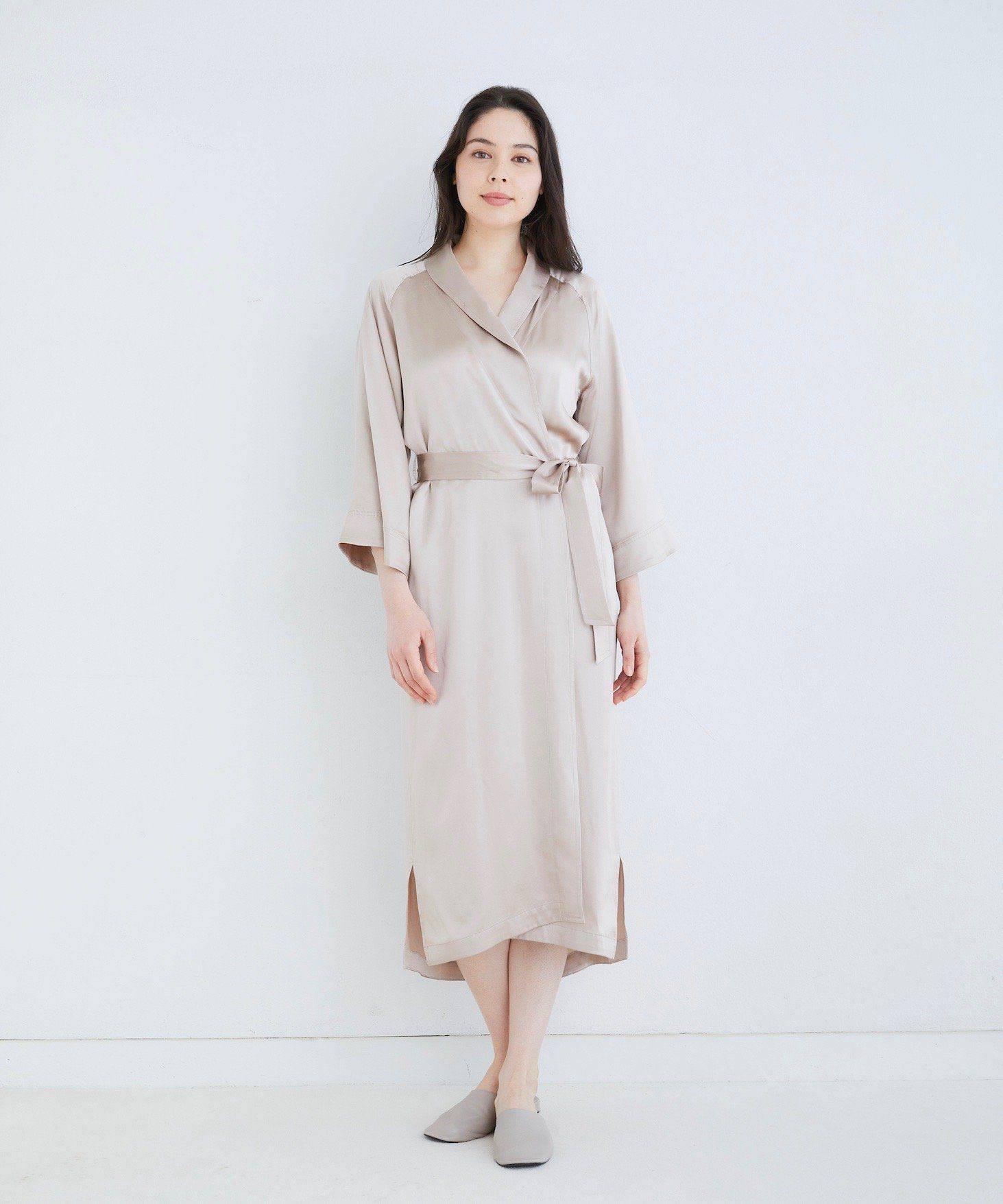 Silk Gown Charcoal Gray Room Wear Foo Tokyo