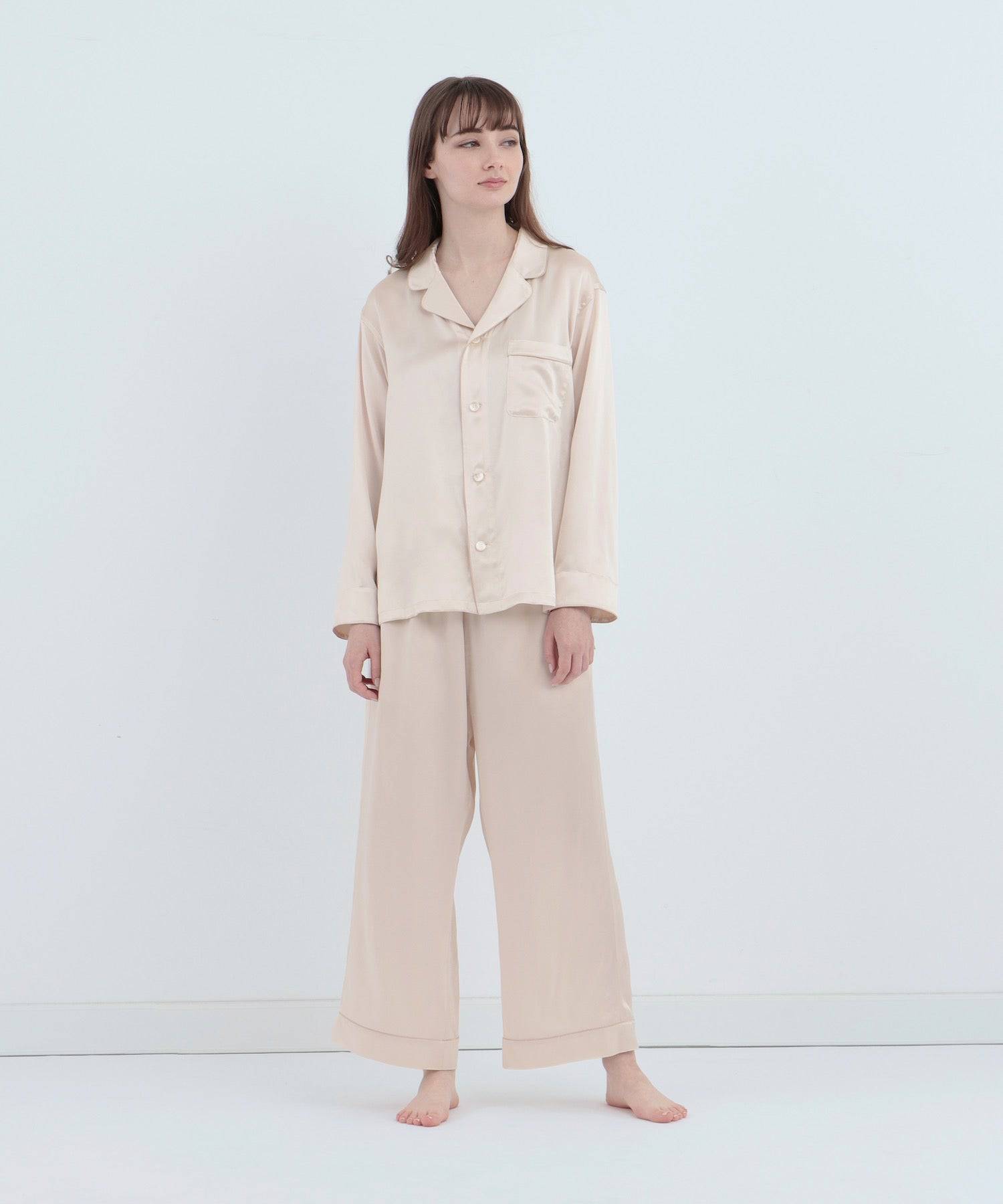 Foo Tokyo Official Site | [Set-up] Silk Pajamas Pearl White