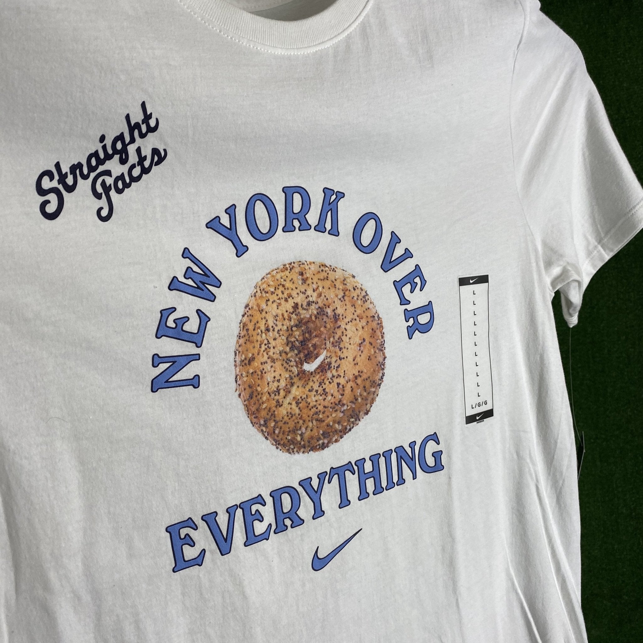 new york over everything bagel nike shirt