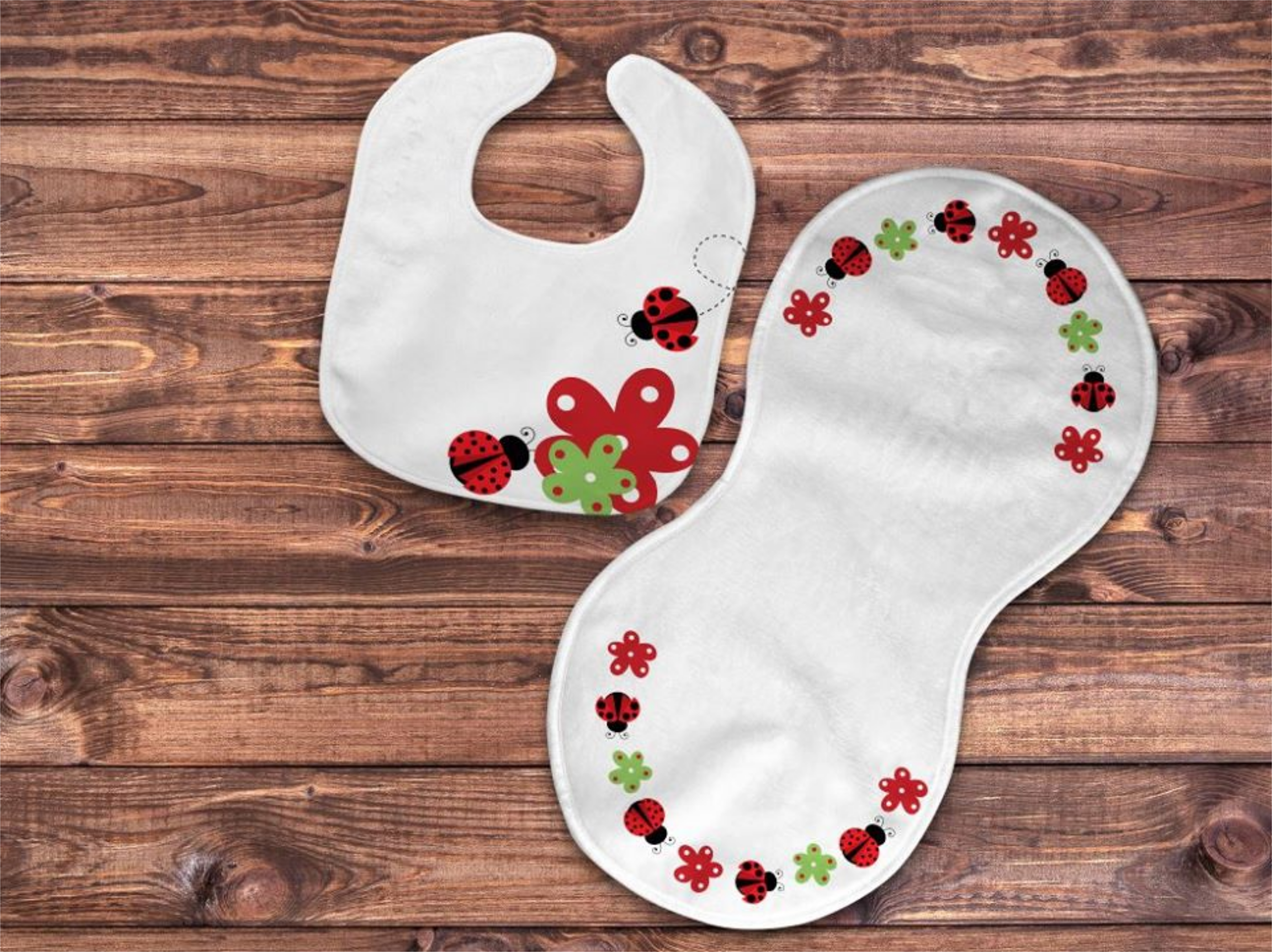 Lady Bug Baby Burp Cloth and Bib