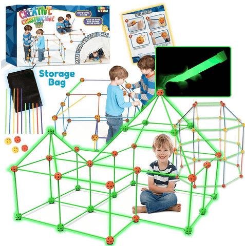 2BK 100 PCS Kids Fort Building Kit - Fort Builder, Crazy Kids Fort Building  Set, Build A Fort