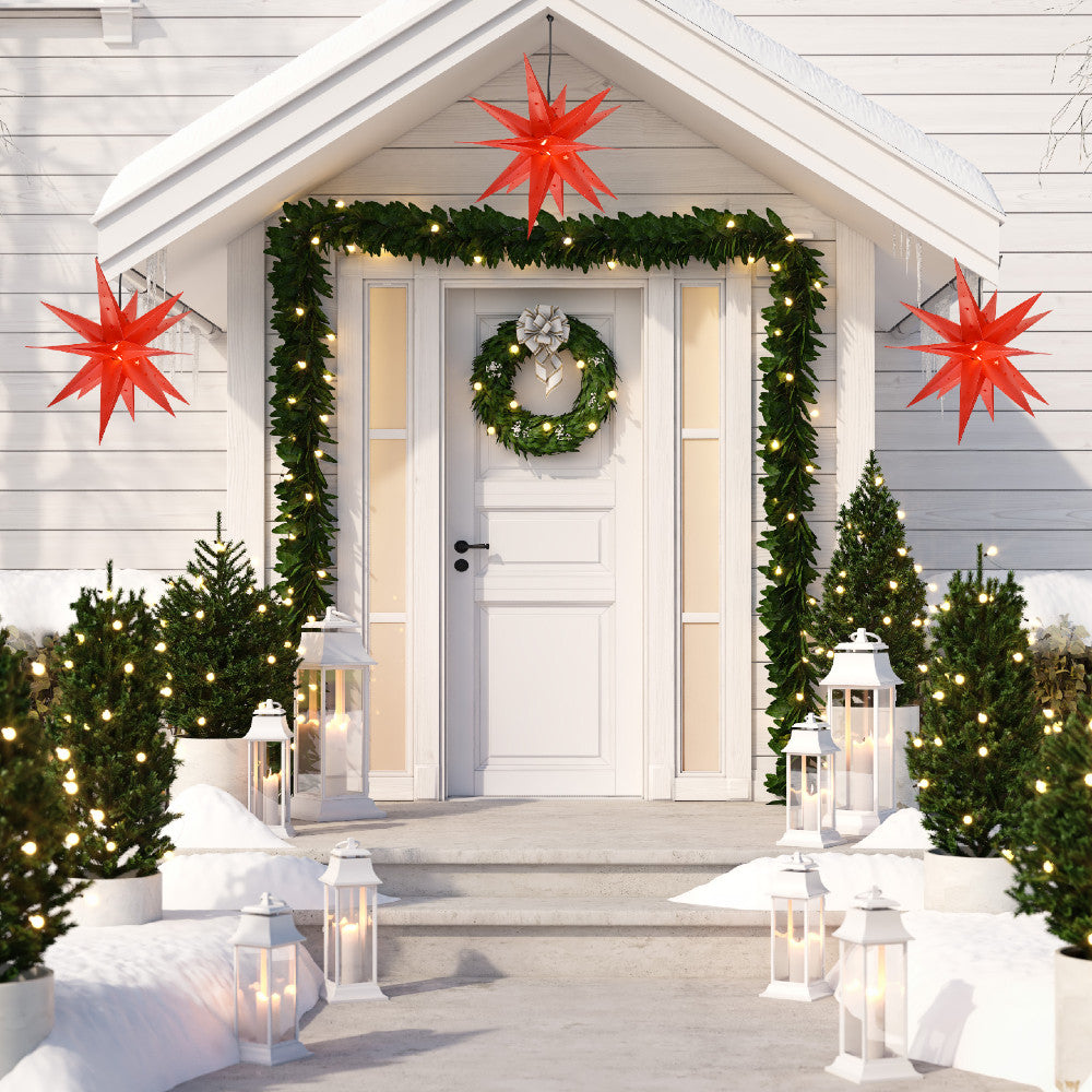 Outdoor Weatherproof Star Lanterns Hanging on Front Door