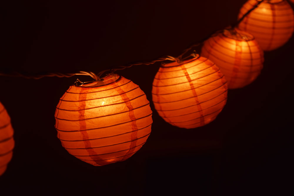 orange and black paper lanterns