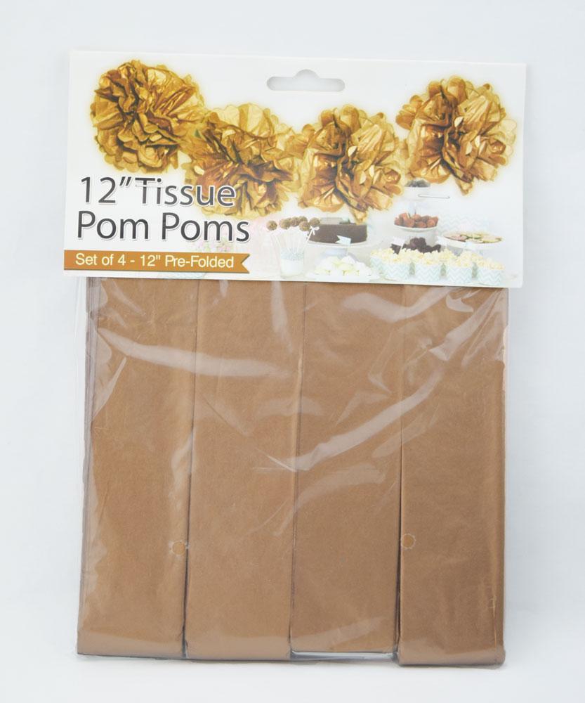 12 Brown Tissue Paper Pom Pom – Goparty Decoration