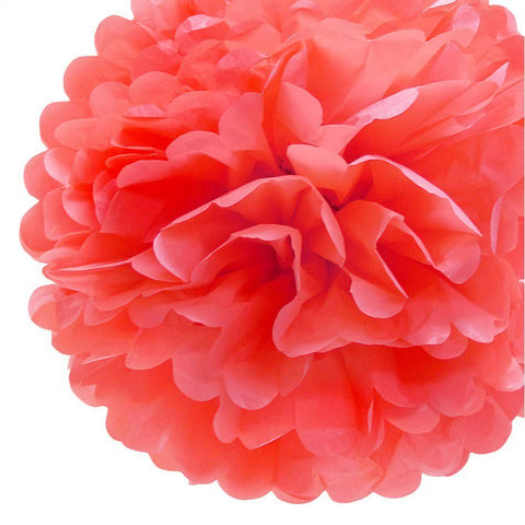 EZ-Fluff 16 Peach / Orange Coral Tissue Paper Pom Poms Flowers
