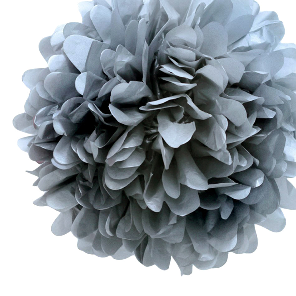 6 Charcoal Tissue Pom Poms