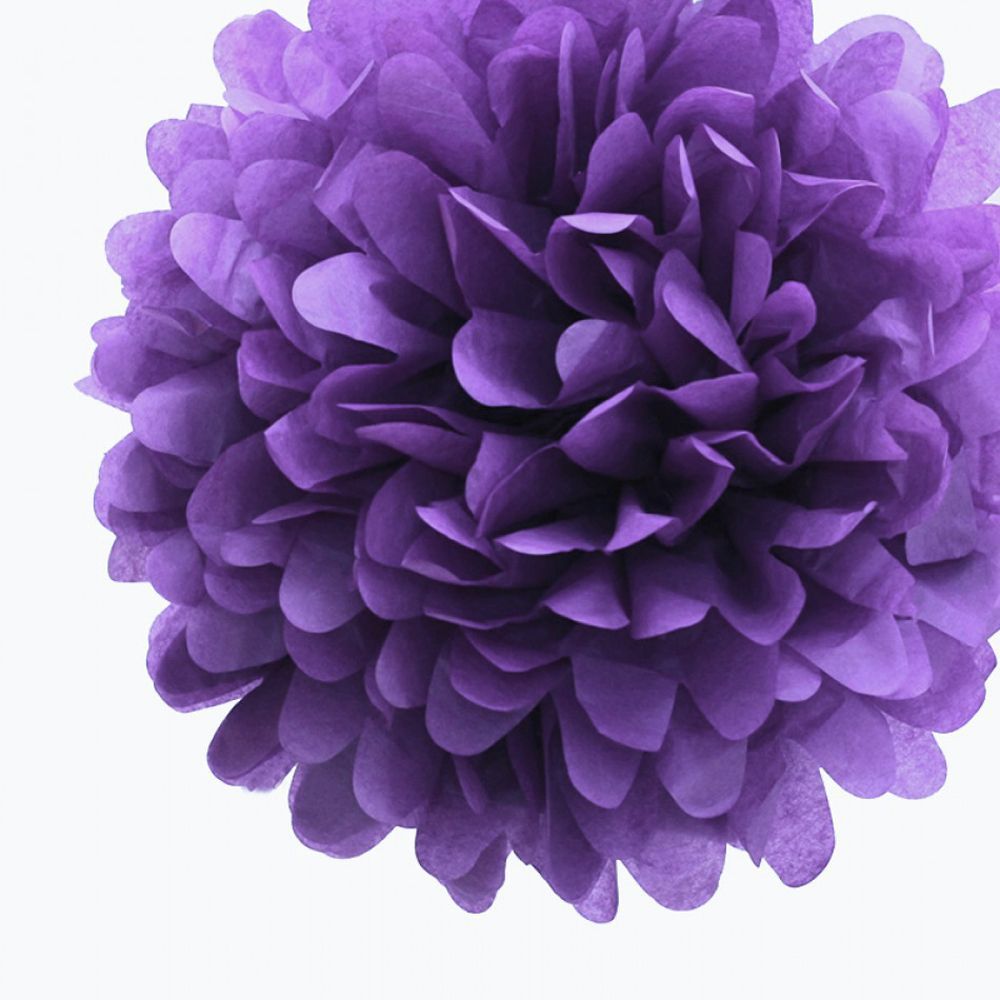 20 Dark Purple Tissue Paper Pom Poms Flowers Balls, Decorations PACK) Fluffy Wall Backdrop Decorations On Sale Now! | Pom Pom - PaperLanternStore.com - Paper Lanterns, Decor, Party