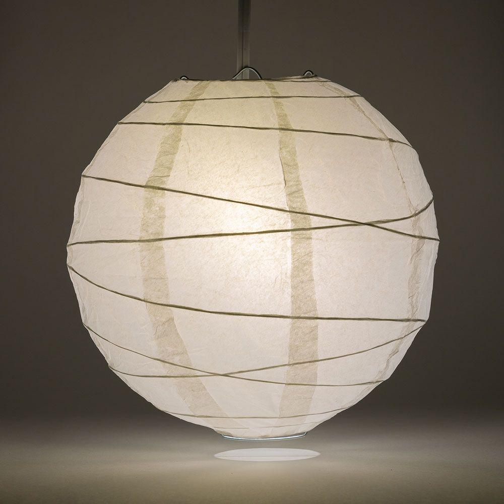 36 Inch White Jumbo Round Paper Lantern, Even Ribbing, Hanging