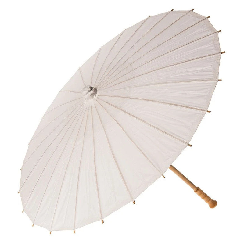 32 Inch Wedding White Paper Parasol Umbrellas with Elegant Handle