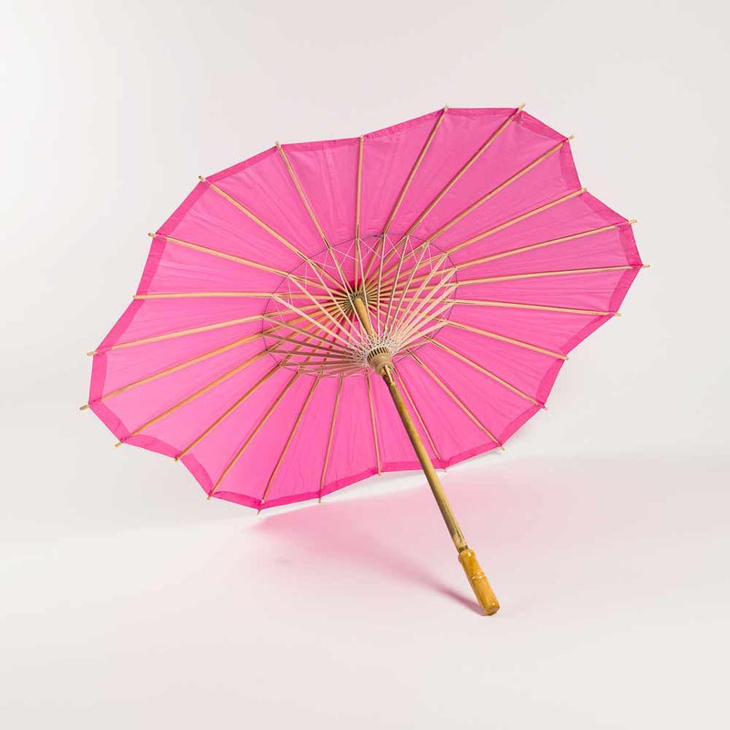 32 Inch Fuchsia / Hot Pink Scallop Blossom Shaped Paper Parasol ...