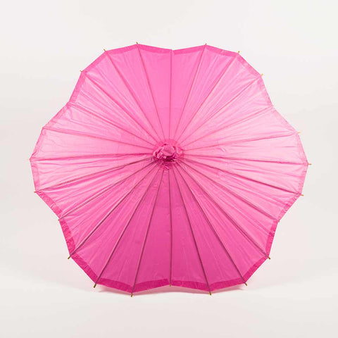 BULK PACK (6-Pack) 32" Fuchsia Paper Parasol Umbrella, Scallop Blossom Shaped with Elegant Handle