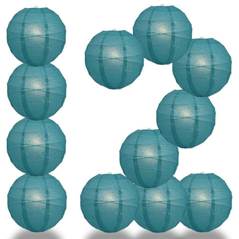 BULK PACK (12) 32" Tahiti Teal Round Paper Lantern, Crisscross Ribbing, Chinese Hanging Wedding & Party Decoration - PaperLanternStore.com - Paper Lanterns, Decor, Party Lights & More