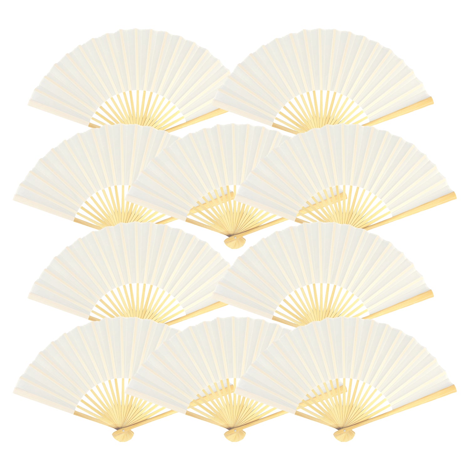 Wedding Fan, Hand Fan, 12 Pcs White Wedding Paper Fan, Decorative