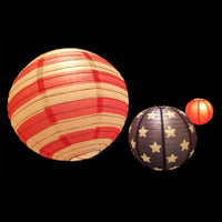 red white and blue paper lanterns