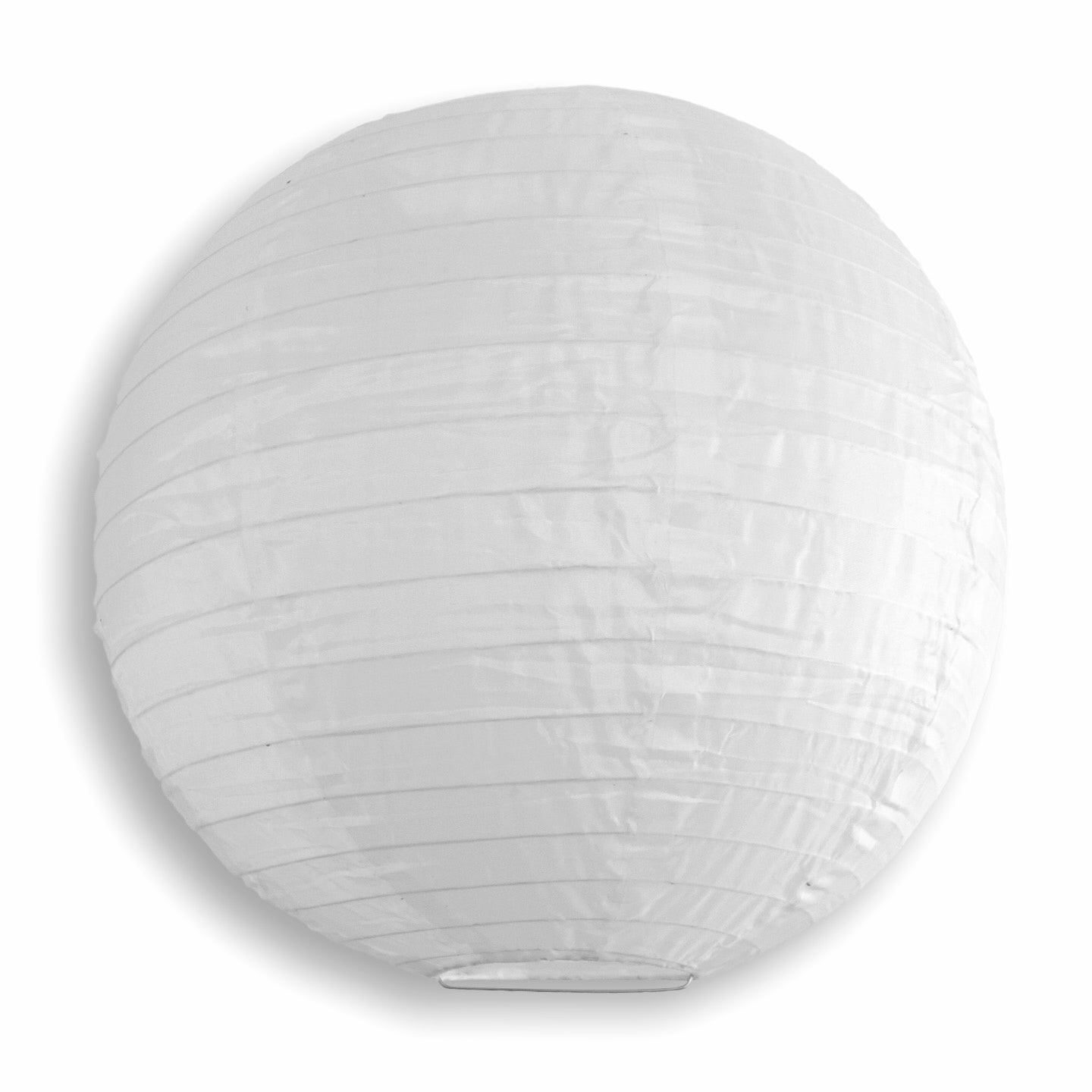 24 White Round Paper Lantern, Even Ribbing, Hanging Decoration