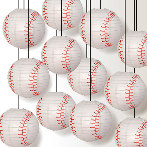 Quasimoon PaperLanternStore.com 4 inch Baseball Paper Lantern Shaped Sports Hanging Decoration (10-Pack)