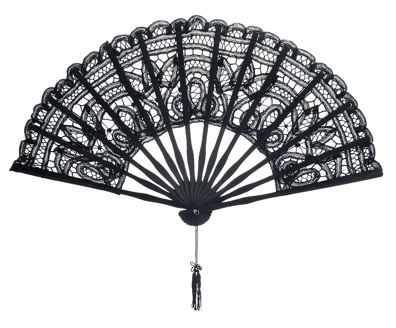 black and white hand fan