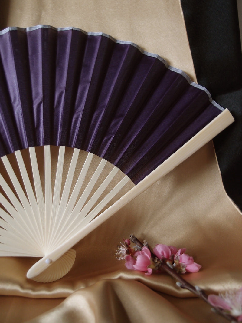 purple wedding fans