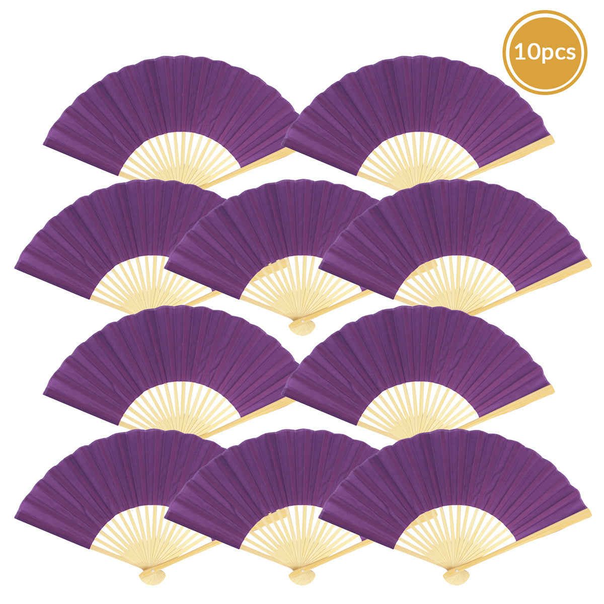 Dark Purple Silk Hand Fans for Weddings 